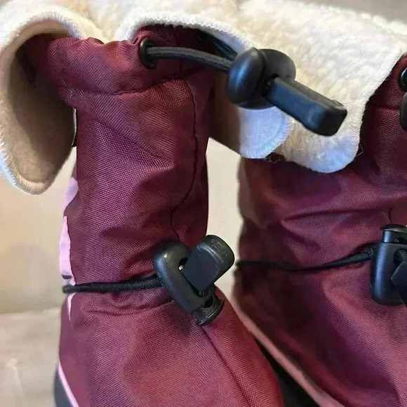 Kids Stonz Boots with Liners Girls Winter Footwear Toddler  Snow Burgundy & Pink - Picture 6 of 10